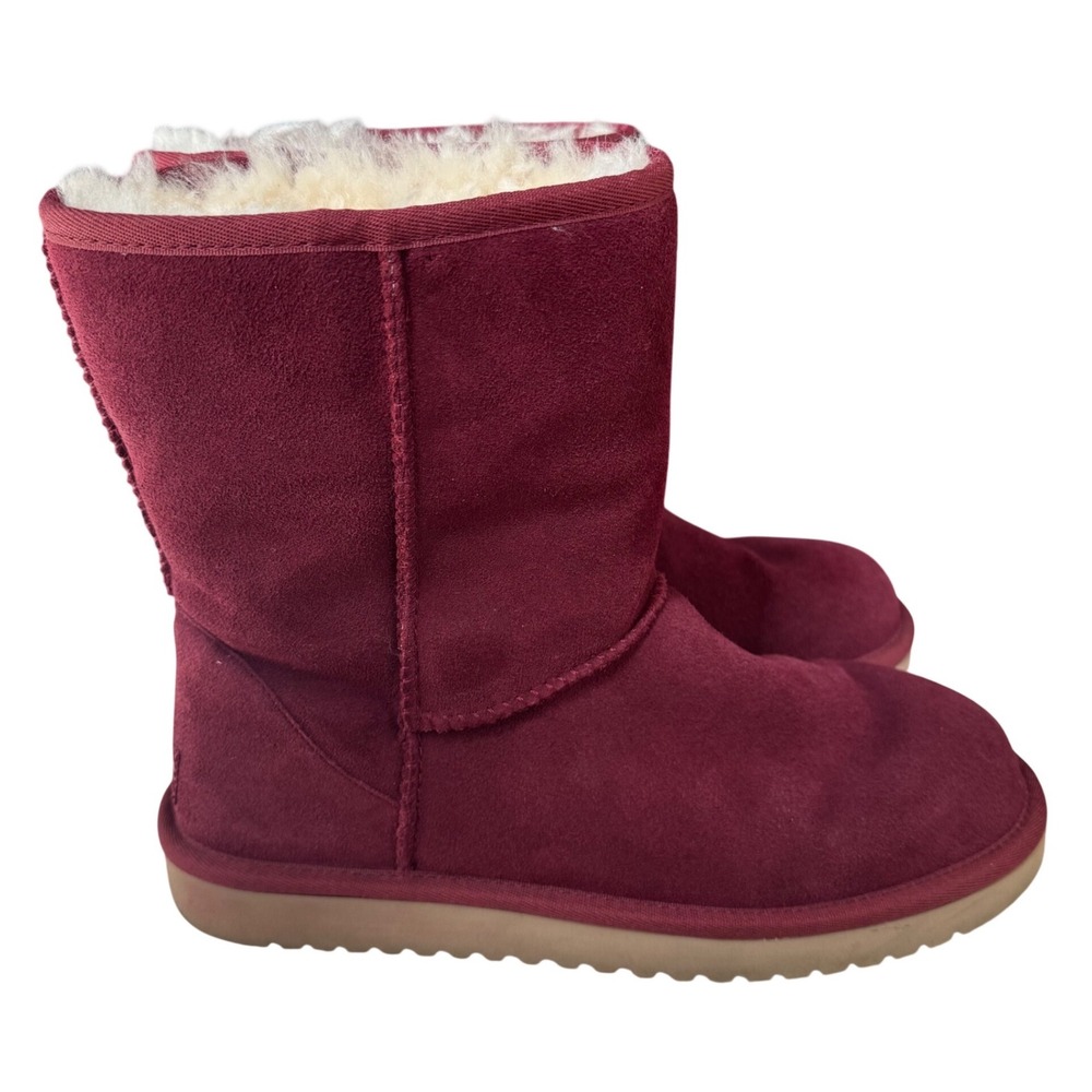 Koolaburra by UGG Victoria Short Burgundy Suede Fur Boots 1017090 Womens 8